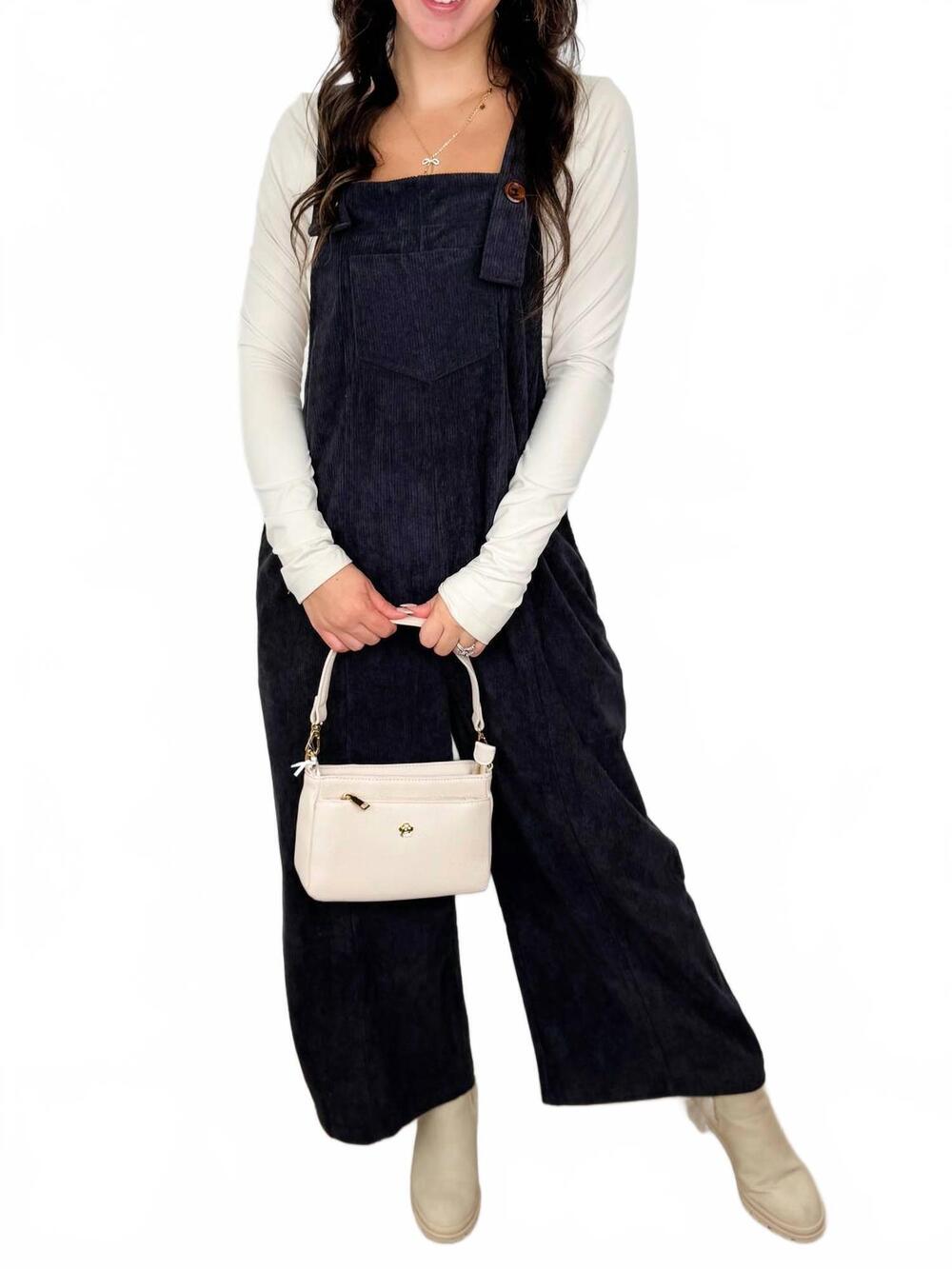 NEW ODDI out of the ordinary soft corduroy overalls in charcoal grey